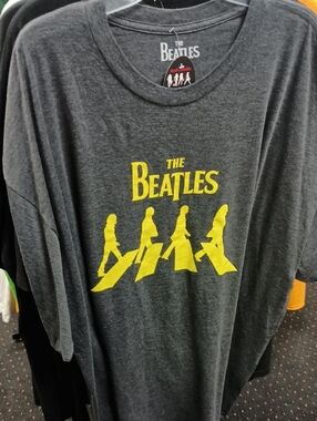 The Beatles Charcoal Tee with Yellow Abbey Road Silhouette